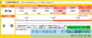 英検準2級の合格点。一次試験をギリギリ合格した時の点数公開